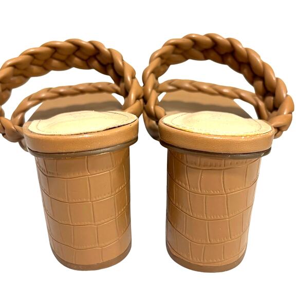 Sincerely Jules high heel slides sandals dressy nude tan braided straps size 10 - Picture 5 of 11